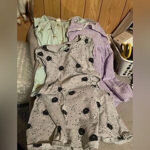 Girls' Dress & Romper  Bundle (3) - Gray, Green, Purple